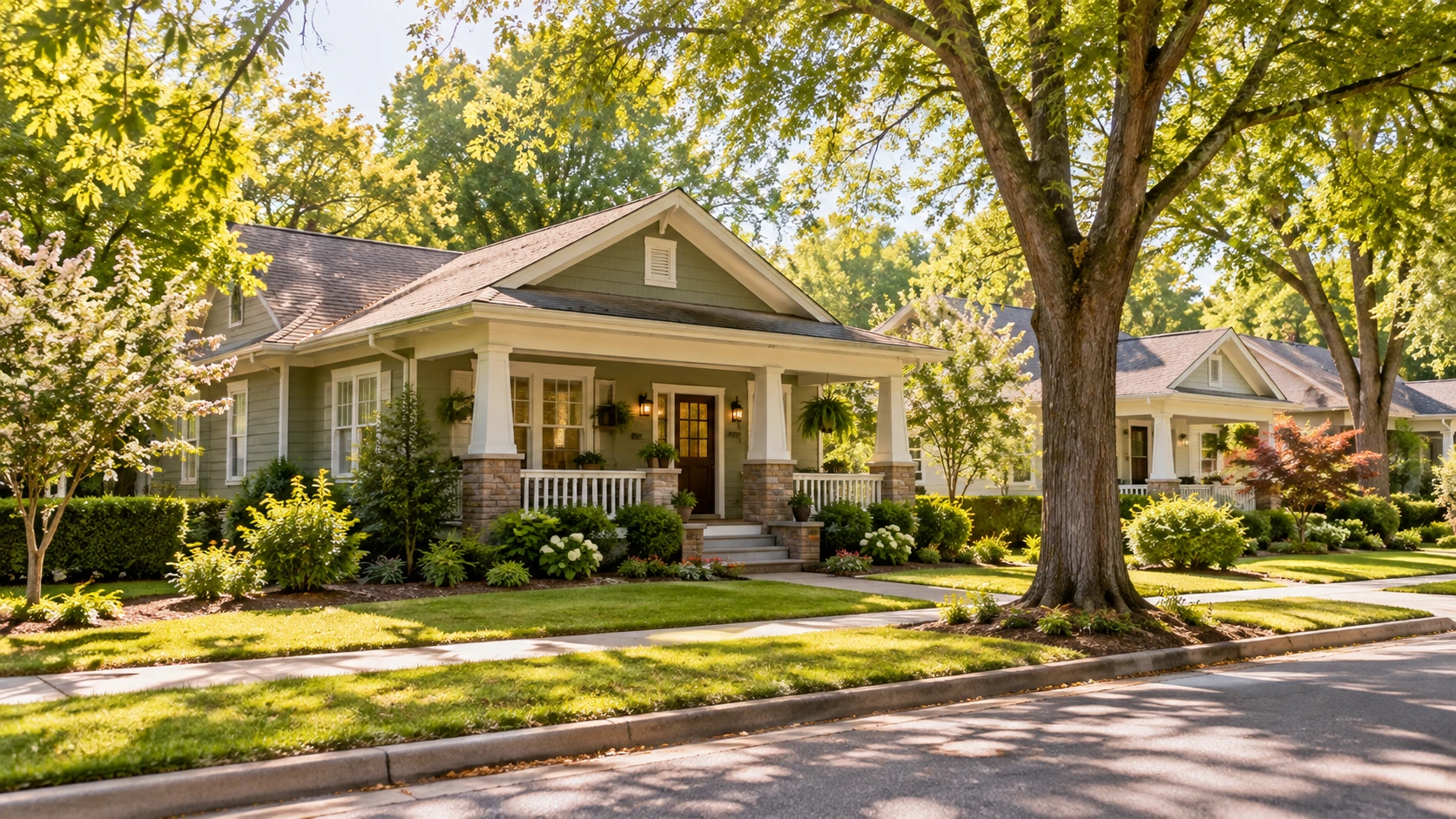A quiet, tree-lined residential street in Decatur, Georgia