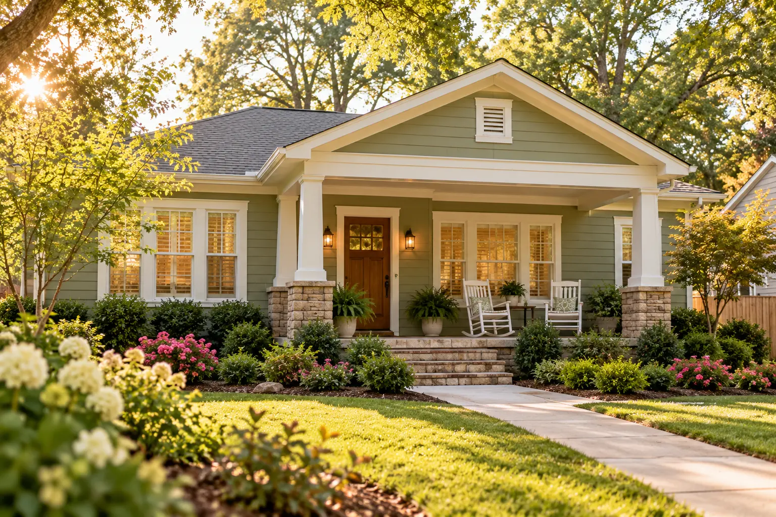 The welcoming exterior of a single-story residential home with a front porch